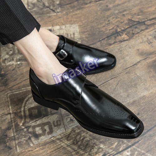 Men's Handmade Black Leather Monk Strap Oxford Dress Shoes Wedding Party Formal - Picture 14 of 21