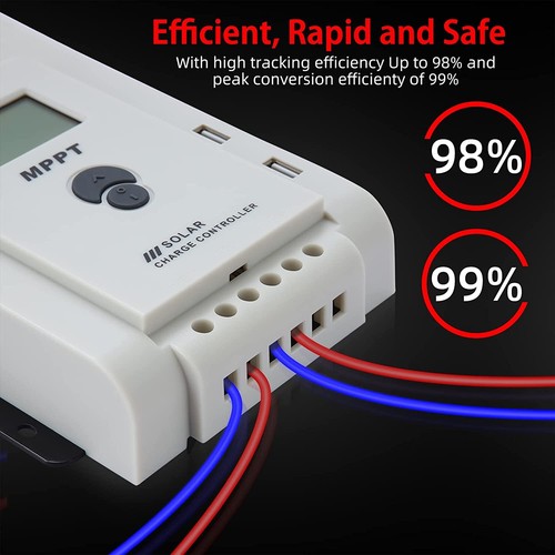 20/40/60A MPPT Solar Charge Controller 12V/24V Regulator For AGM Lifepo4 Battery - Picture 3 of 6