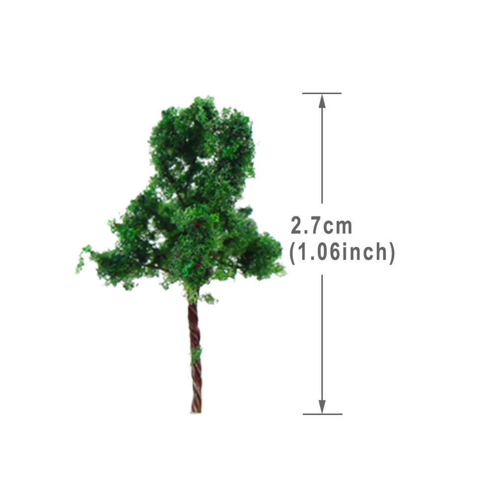 100pcs Z Scale 1:220 Deep Green Model Trees Iron Wire 30mm Railroad D3010 - Image 2 of 4
