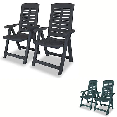 Green plastic reclining garden chairs sale