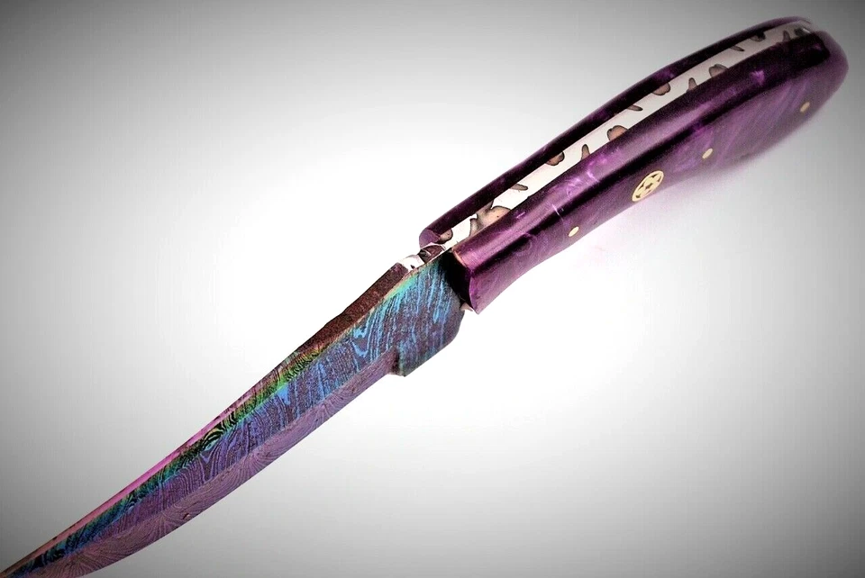 ⚡CUCHILLO DE CAZA HECHO A MANO DE ACERO DAMASCO RECUBIERTO DE TITANIO MANGO DE RESINA DE 8,50"*306⚡ Foto 4 de 4