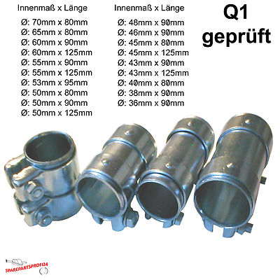 Rohrverbinder Auspuff Rohr Verbinder Ø 53mm Länge 90mm Rohrverbinder Auspuff Rohr Verbinder Ø 53mm Länge 90mm