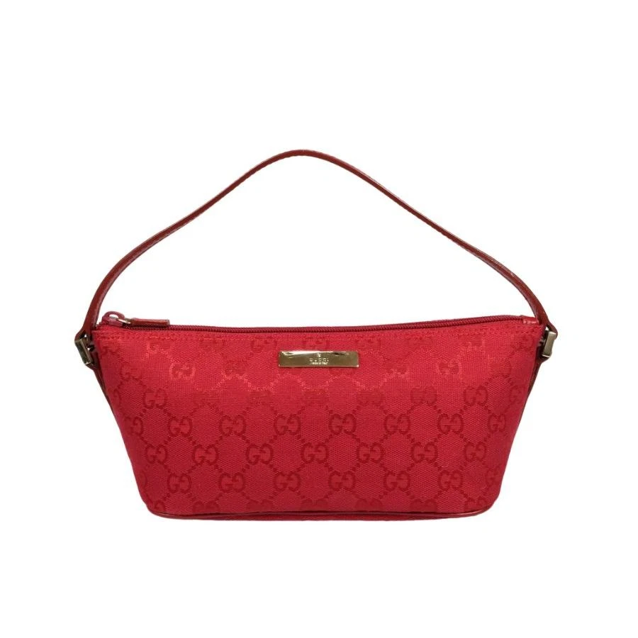 Gucci GG Sac Une Épaule Cuir Toile Rouge Pochette Femme Authentique