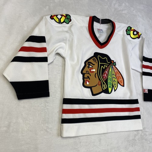 Camiseta De Colección Chicago Blackhawks Niños S Blanca CCM Hockey Canadá NHL 90s Maska EE. UU. - Imagen 2 de 11