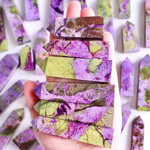 1Pc Natural Crystal Atlantisite Purple Tower Home Decoration - Picture 10 of 17