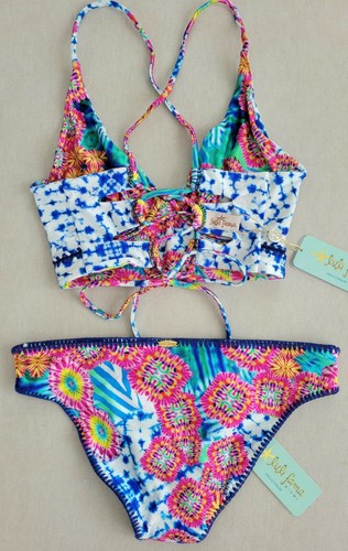 Luli Fama Beautiful Mess Stitched Bustier Top (S) & Reversible Full Bottom (XS) - Picture 7 of 12