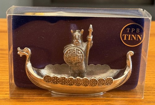VINTAGE HANDSPOT TPN TINN PEWTER VIKING SHIP & VIKING - 第 1/5 張圖片