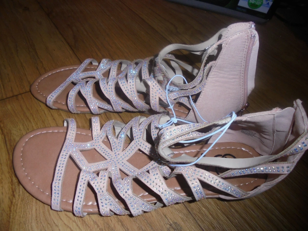 GRETTE DAISY FUENTES Gladiator Sandals, LT Pink W/ Rhinestones Women's Size  9.5M