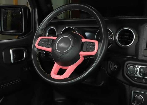 Tira de marco de volante interior rosa 1 pieza apta para Jeep Wrangler JL 2018-2022 - Imagen 6 de 10