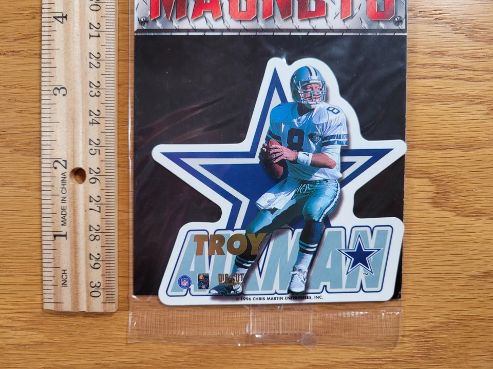 Troy Aikman Dallas Cowboys Vintage 1996 NFL Fútbol Troquelado Imán de Nevera Foto 2 de 3