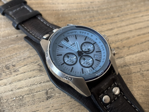 FOSSIL MENS COACHMAN CHRONOGRAPH WATCH CH2564 STAINLESS STEEL LEATHER QUARTZ