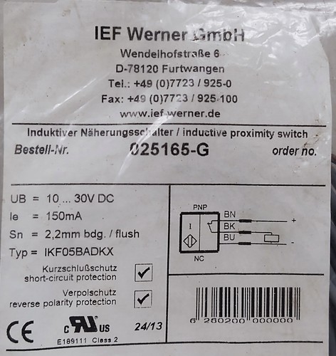 IEF Werner GmbH IKF05BADKX 025165-G Inductive Proximity Switch - Picture 2 of 3