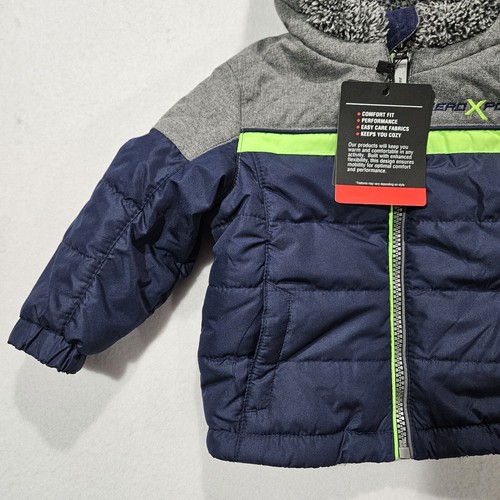 ZeroXposur Toddler Baby Boy Navy Blue 12M Hooded Sherpa Lined Midweight Jacket - Picture 2 of 11