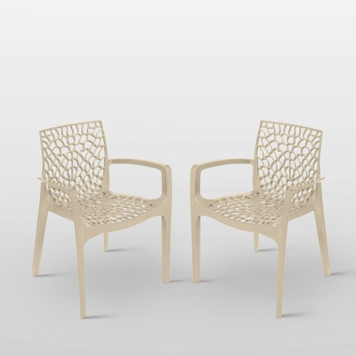 Gruvyer Modern Indoor Outdoor Dining Armchairs, from Italy, Stackable, 2 chairs  - Picture 7 of 21