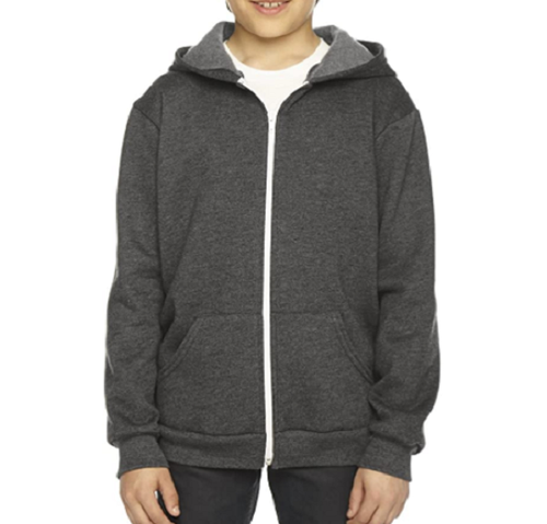 American Apparel F297W - Youth Flex Fleece Zip Hoodie | Heather Gray | B08 - Picture 1 of 3