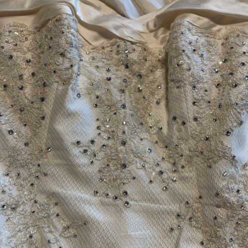maggie sottero wedding dress Ivory Lace Rhinestone Strapless 8 Medium - Picture 5 of 12