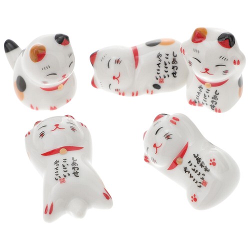 5 Pcs Chopstick Rest Decoration Cat Shape Holder Ceramic Chopstick Rest