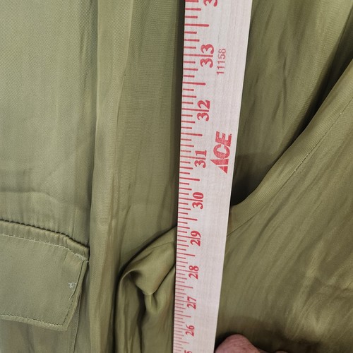 Rachel Zoe Pants Womens Medium Green Satin Pull On Wide Leg Elastic Waist Cargo - Picture 9 of 11