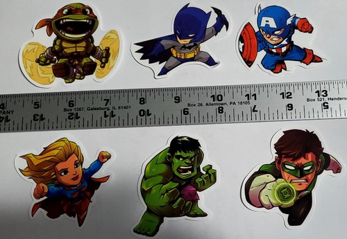 50pc Mixed Super Hero Stickers for Skateboard/Luggage/Laptop flask Glossy - Picture 8 of 12
