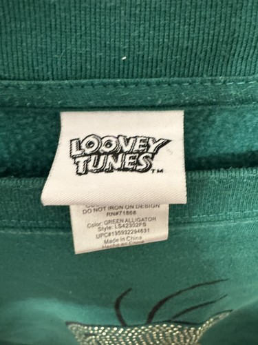 Looney Tunes TWEETY BIRD Green Sweatshirt Youth XL Rhinestones Sparkly Women’s M - Picture 2 of 5