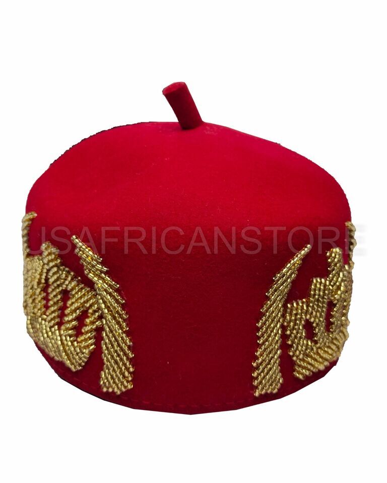 Red High Chief Igbo Cap For Men, Igbo Traditional High Chieftaincy Red ...