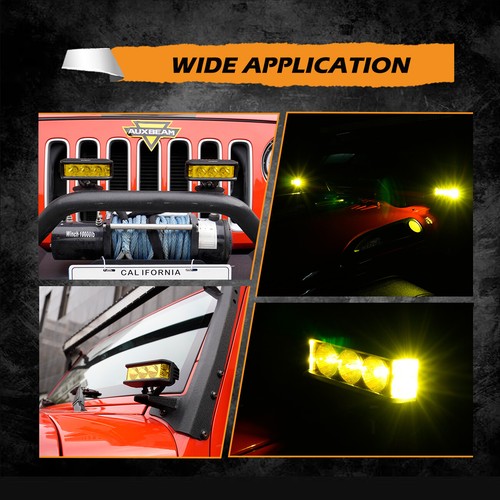 AUXBEAM 5" LED Arbeitslichtleiste Spot Pods gelb Nebel Fahrlicht + Kabelbaum - Bild 5 von 12