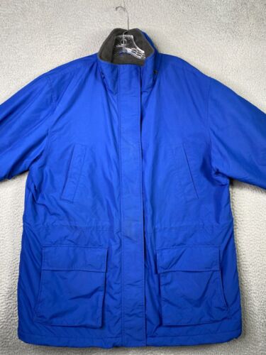 Lands End Utility Parka Jacket Mens XL Blue Windbreaker Fleece Lined Barn Chore - Picture 2 of 19