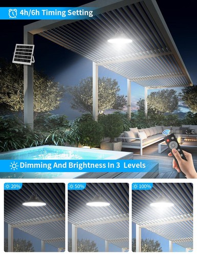 LED Solarleuchte mit Bewegungsmelder Außen Hängelampe Solar Pendelleuchten Fernb - Bild 5 von 7