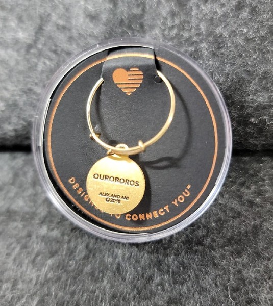 Alternate view of Ouroboros Alex Ani Expandable Wire Ring Charm 14kt Gold Plated Sterling Silver