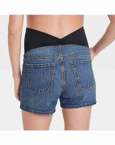 Isabel Maternity by Ingrid & Isabel Over The Belly Midi Maternity Jean Shorts - Picture 8 of 9