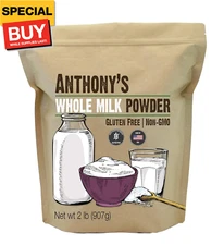 Whole Milk Powder, 2 lb, Gluten Free, Non GMO, Made in USA