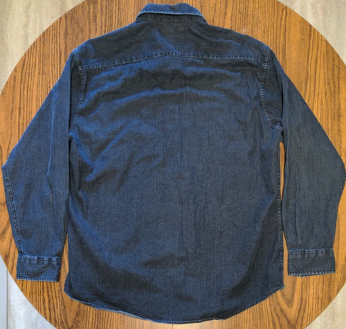 Tommy Hilfiger Men's L Denim Shirt With Snap Buttons Blue Long Sleeve Y2K '03 - Picture 2 of 12