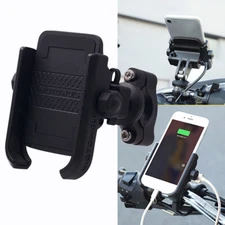Aluminum Motorcycle Bike Bicycle Holder Mount Handlebar Cell Phone USB Charger