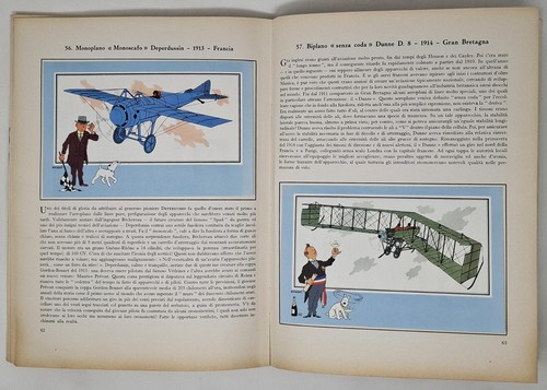 libro di Hergé L'AVIAZIONE DALLE ORIGINI AL 1914 aerei storia Gandus 1965 Shell - Foto 7 di 7