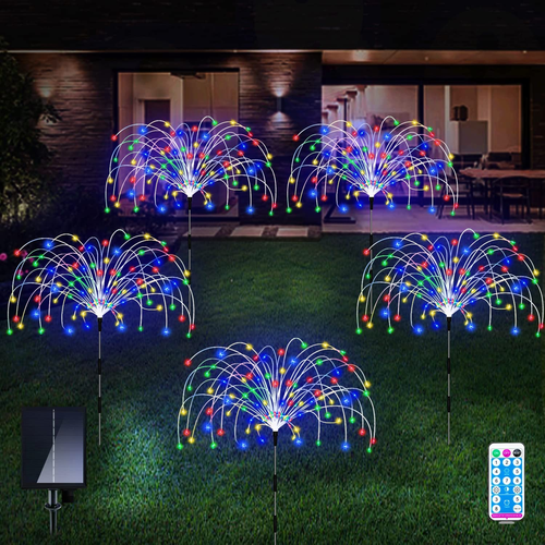 Solar Garden Lights, 5 Pack 120 LED Waterproof Solar Firework Lights Are 8 Modes - Picture 10 of 12