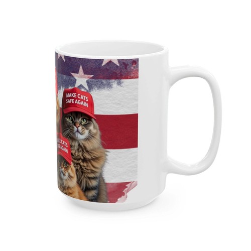 Patriotic Ceramic Mug, Make Cats Safe Again for Trump, USA Patriotic Gift - Picture 7 of 7