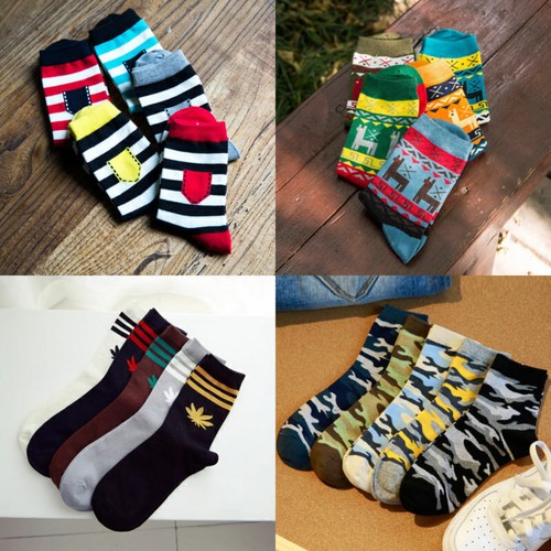 Conjunto de calcetines informales deportivos al tobillo coloridos de algodón peinado con cinco dedos para hombre - Imagen 7 de 77