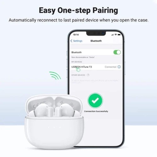 UGREEN 90206 HiTune T3 Active Noise-Cancelling Wireless Earbuds (White) - Picture 9 of 9