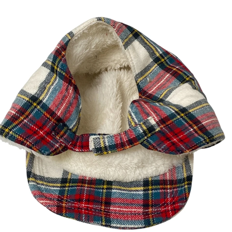 Baby Gap Red Plaid Hat 6-12mos Fleece Lined Trapper Hat - Image 4 of 4