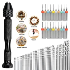 69Pcs Precision Pin Vise Mini Micro Hand Twist Drill Bits Set Rotary Tools Kits