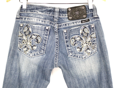Miss Me Signature Boot Jeans Gr. 28 JP5327B Stickerei Applikation Taschen - Bild 3 von 9