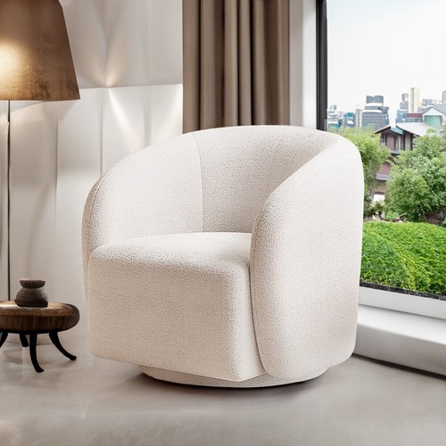Rotating Single Sofa Swivel Cuddle Armchair Round Teddy Boucle Accent Tub Chair - Picture 14 of 30