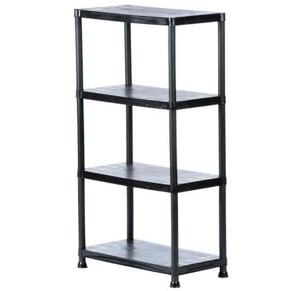 HDX Black 4 Tier Plastic Garage Storage Shelving Unit Resists Rust