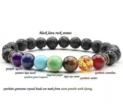 2 - 7 Chakra Healing Bead Lava Natural Reiki Stone 7 8mm Meditation Bracelets - Picture 5 of 5