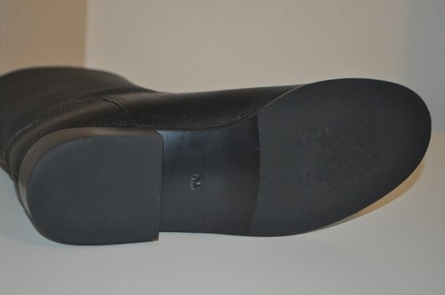 NIB Tory Burch HALLIE Mid Shaft Boot Black Leather Gold Logo Riding Boots 7 - Picture 5 of 6