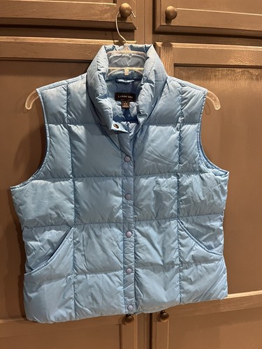 Chaleco acolchado Lands End Down L 14-16 azul océano cierre a presión para mujer caja - Imagen 3 de 11