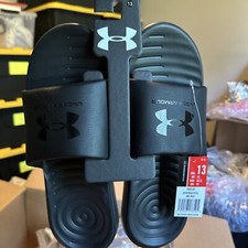 Size 13 - UnderArmour Men's Ansa Fix Slide Sandal - Black/Black