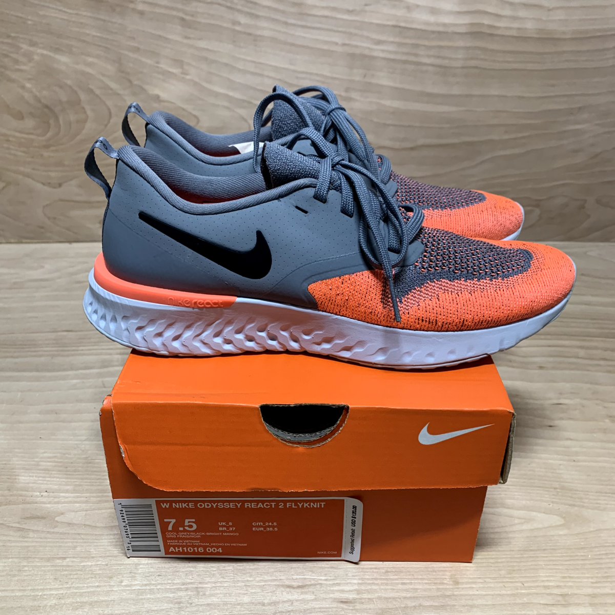 Nike Odyssey React Flyknit Size Womens Cool Grey Black