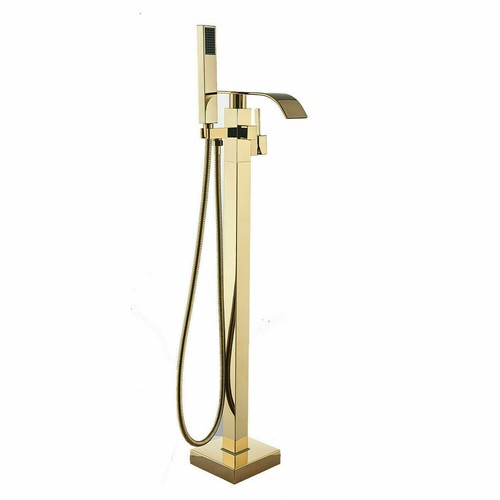 Floor Mounted Waterfall Bathtub Faucet Free Standing Tub Filler Tap W/Hand Spray - Bild 22 von 39
