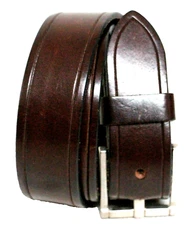 CARTONI BROWN GENUINE LEATHER SILVER BUCKLE 1 3/8"Wd DRESS MEN'S BELT Sz 34 (R43